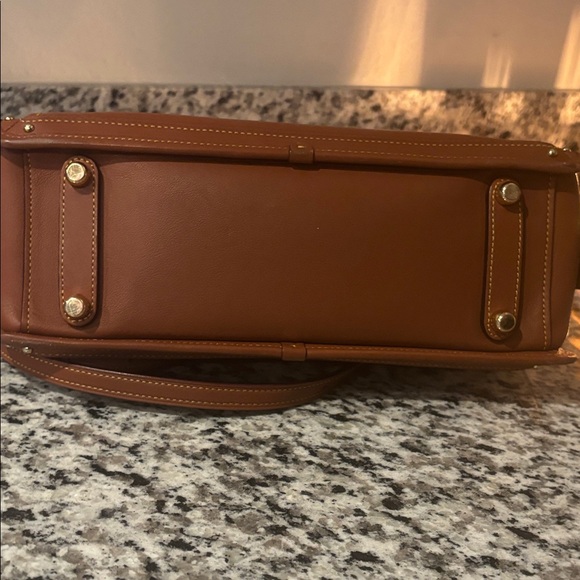 Authentic Coach Tan Leather Satchel with Gold Accents - Picture 5 of 8